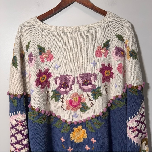 Vintage Bronte Knitted by Hand Cottagecore Granny Floral Sweater Size Large - Picture 8 of 16